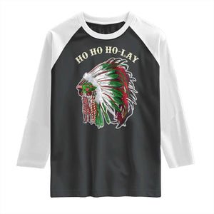 Funny Christmas Native American Raglan Shirt Ho Ho Ho Lay Vintage War Bonnet TS11 Black White Print Your Wear