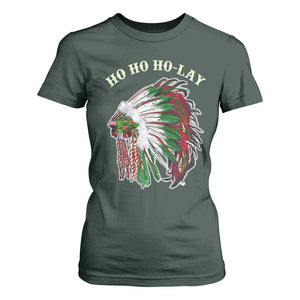 Funny Christmas Native American T Shirt For Women Ho Ho Ho Lay Vintage War Bonnet TS11 Dark Forest Green Print Your Wear