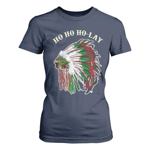 Funny Christmas Native American T Shirt For Women Ho Ho Ho Lay Vintage War Bonnet TS11 Navy Print Your Wear