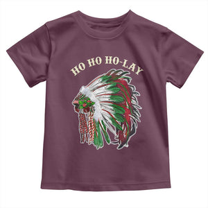 Funny Christmas Native American Toddler T Shirt Ho Ho Ho Lay Vintage War Bonnet TS11 Maroon Print Your Wear