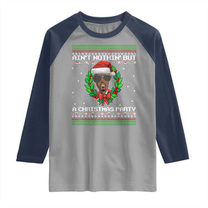 Funny Diddy Ain't Nothin' But A Christmas Party Raglan Shirt TS11 Sport Gray Navy Print Your Wear