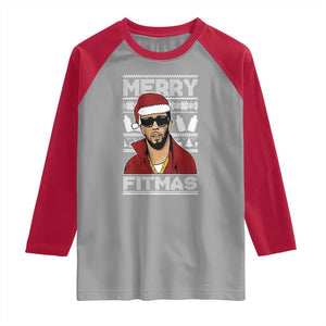 Funny Dirty Santa Diddy Merry Fitmas Raglan Shirt TS11 Sport Gray Red Print Your Wear