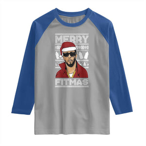 Funny Dirty Santa Diddy Merry Fitmas Raglan Shirt TS11 Sport Gray Royal Print Your Wear