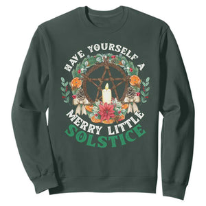 Have Yourself A Merry Little Solstice Sweatshirt Pagan Pentagram Christmas Wreath TS11 Dark Forest Green Print Your Wear