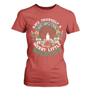 Have Yourself A Merry Little Solstice T Shirt For Women Pagan Pentagram Christmas Wreath TS11 Red Print Your Wear