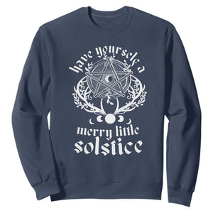 Yule Pagan Sweatshirt Have Yourself A Merry Little Solstice Vintage Pentagram TS11 Navy Print Your Wear
