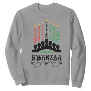 Happy Kwanzaa The 7 Principles African Nguzo Saba Kinara Candles Sweatshirt TS11 Sport Gray Print Your Wear