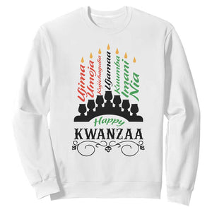 Happy Kwanzaa The 7 Principles African Nguzo Saba Kinara Candles Sweatshirt TS11 White Print Your Wear