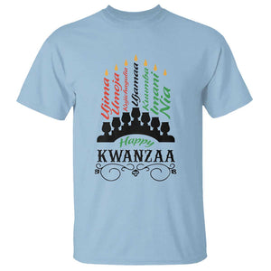 Happy Kwanzaa The 7 Principles African Nguzo Saba Kinara Candles T Shirt TS11 Light Blue Print Your Wear