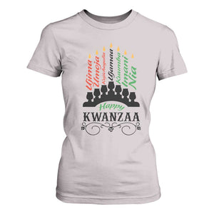 Happy Kwanzaa The 7 Principles African Nguzo Saba Kinara Candles T Shirt For Women TS11 Ice Gray Print Your Wear