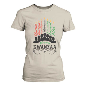 Happy Kwanzaa The 7 Principles African Nguzo Saba Kinara Candles T Shirt For Women TS11 Sand Print Your Wear