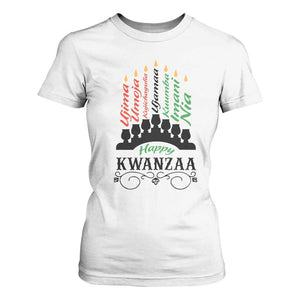 Happy Kwanzaa The 7 Principles African Nguzo Saba Kinara Candles T Shirt For Women TS11 White Print Your Wear