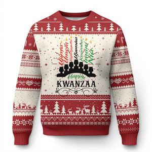 Happy Kwanzaa The 7 Principles African Nguzo Saba Kinara Candles Ugly Christmas Sweater TS11 Red Print Your Wear