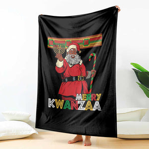 Funny Merry Kwanzaa Christmas Throw Blanket African American Black Santa Kinara Candles TS11 Print Your Wear
