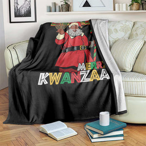 Funny Merry Kwanzaa Christmas Throw Blanket African American Black Santa Kinara Candles TS11 Print Your Wear