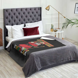Funny Merry Kwanzaa Christmas Throw Blanket African American Black Santa Kinara Candles TS11 Print Your Wear