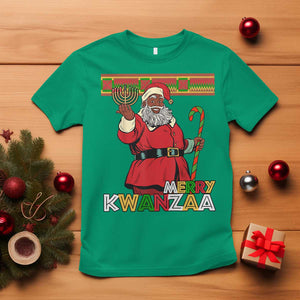 Funny Merry Kwanzaa Christmas T Shirt African American Black Santa Kinara Candles TS11 Irish Green Print Your Wear