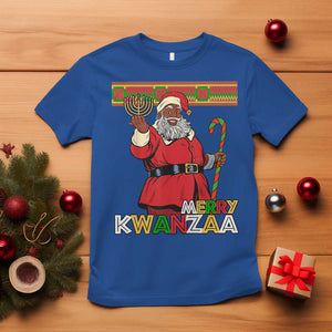 Funny Merry Kwanzaa Christmas T Shirt African American Black Santa Kinara Candles TS11 Royal Blue Print Your Wear
