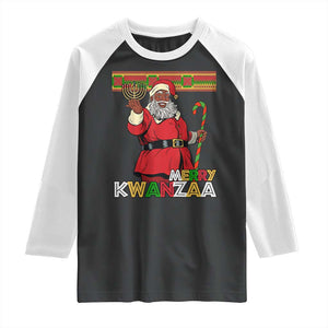 Funny Merry Kwanzaa Christmas Raglan Shirt African American Black Santa Kinara Candles TS11 Black White Print Your Wear