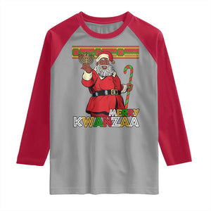 Funny Merry Kwanzaa Christmas Raglan Shirt African American Black Santa Kinara Candles TS11 Sport Gray Red Print Your Wear
