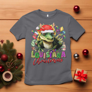 Funny Cajun Louisiana Christmas Santa's Alligator T Shirt TS11 Charcoal Print Your Wear