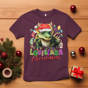 Funny Cajun Louisiana Christmas Santa's Alligator T Shirt TS11 Maroon Print Your Wear
