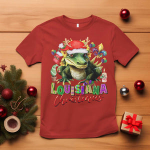 Funny Cajun Louisiana Christmas Santa's Alligator T Shirt TS11 Red Print Your Wear