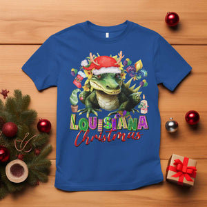 Funny Cajun Louisiana Christmas Santa's Alligator T Shirt TS11 Royal Blue Print Your Wear