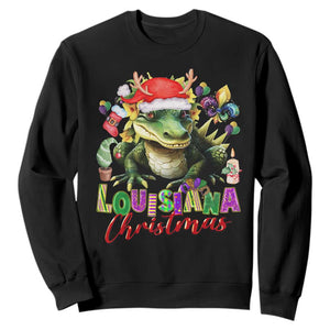 Funny Cajun Louisiana Christmas Santa's Alligator Sweatshirt TS11 Black Print Your Wear