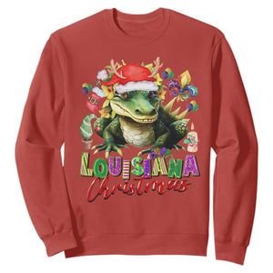 Funny Cajun Louisiana Christmas Santa's Alligator Sweatshirt TS11 Red Print Your Wear