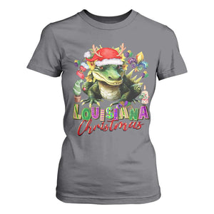 Funny Cajun Louisiana Christmas Santa's Alligator T Shirt For Women TS11 Charcoal Print Your Wear