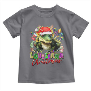 Funny Cajun Louisiana Christmas Santa's Alligator Toddler T Shirt TS11 Charcoal Print Your Wear