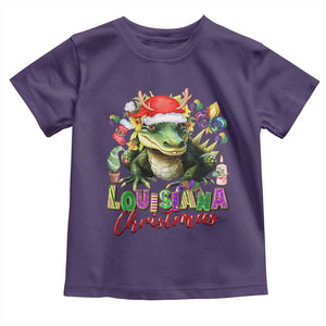 Funny Cajun Louisiana Christmas Santa's Alligator Toddler T Shirt TS11 Purple Print Your Wear