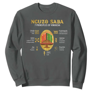 Nguzo Saba Symbols The 7 Principles Of Kwanzaa Kinara Candles Sweatshirt TS11 Dark Heather Print Your Wear