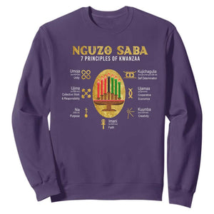 Nguzo Saba Symbols The 7 Principles Of Kwanzaa Kinara Candles Sweatshirt TS11 Purple Print Your Wear