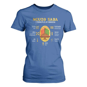 Nguzo Saba Symbols The 7 Principles Of Kwanzaa Kinara Candles T Shirt For Women TS11 Royal Blue Print Your Wear