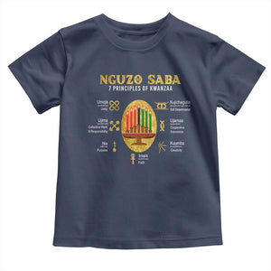 Nguzo Saba Symbols The 7 Principles Of Kwanzaa Kinara Candles Toddler T Shirt TS11 Navy Print Your Wear
