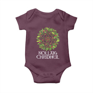 Scottish Merry Christmas Baby Onesie Nollaig Chridhel Celtic Xmas Mistletoe TS11 Maroon Print Your Wear