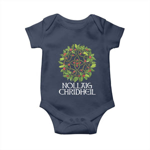 Scottish Merry Christmas Baby Onesie Nollaig Chridhel Celtic Xmas Mistletoe TS11 Navy Print Your Wear