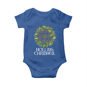 Scottish Merry Christmas Baby Onesie Nollaig Chridhel Celtic Xmas Mistletoe TS11 Royal Blue Print Your Wear