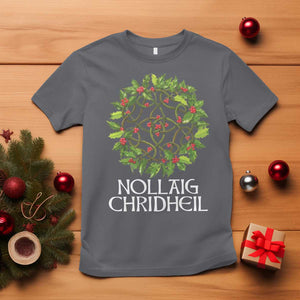 Scottish Merry Christmas T Shirt Nollaig Chridhel Celtic Xmas Mistletoe TS11 Charcoal Print Your Wear