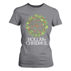 Scottish Merry Christmas T Shirt For Women Nollaig Chridhel Celtic Xmas Mistletoe TS11 Charcoal Print Your Wear