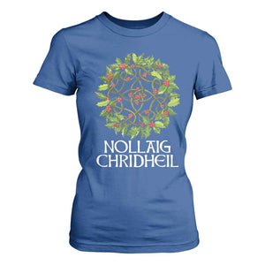Scottish Merry Christmas T Shirt For Women Nollaig Chridhel Celtic Xmas Mistletoe TS11 Royal Blue Print Your Wear