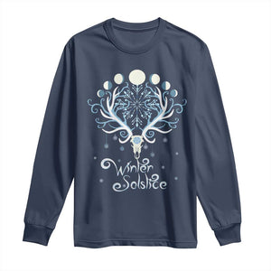 Winter Solstice Yule Pagan Christmas Reindeer Long Sleeve Shirt TS11 Navy Print Your Wear