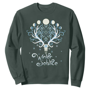 Winter Solstice Yule Pagan Christmas Reindeer Sweatshirt TS11 Dark Forest Green Print Your Wear