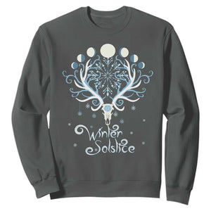 Winter Solstice Yule Pagan Christmas Reindeer Sweatshirt TS11 Dark Heather Print Your Wear