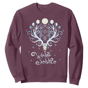 Winter Solstice Yule Pagan Christmas Reindeer Sweatshirt TS11 Maroon Print Your Wear
