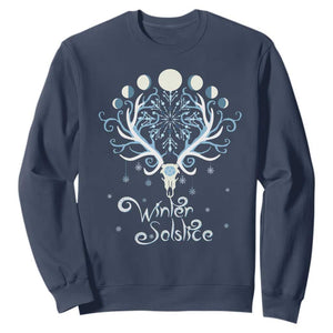 Winter Solstice Yule Pagan Christmas Reindeer Sweatshirt TS11 Navy Print Your Wear