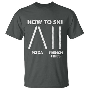 Funny Skiing Instructor T Shirt How To Ski Food Lover Winter Sport TS11 Dark Heather Print Your Wear