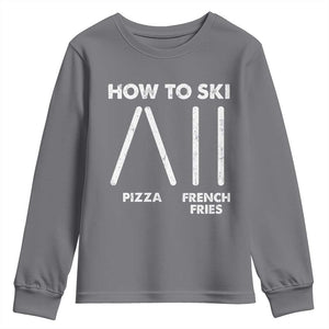 Funny Skiing Instructor Youth Sweatshirt How To Ski Food Lover Winter Sport TS11 Charcoal Print Your Wear